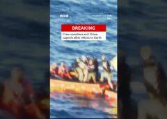 Orion crew members exit module after safe splashdown #ArtemisII #BBCNews