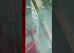 Debris falls after plane hits Beijing’s tallest building. #BBCNews